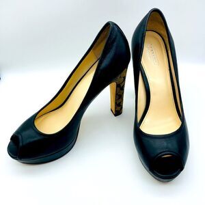 Coach Breana Black Leather Monogram Platform High Heels 9,5B